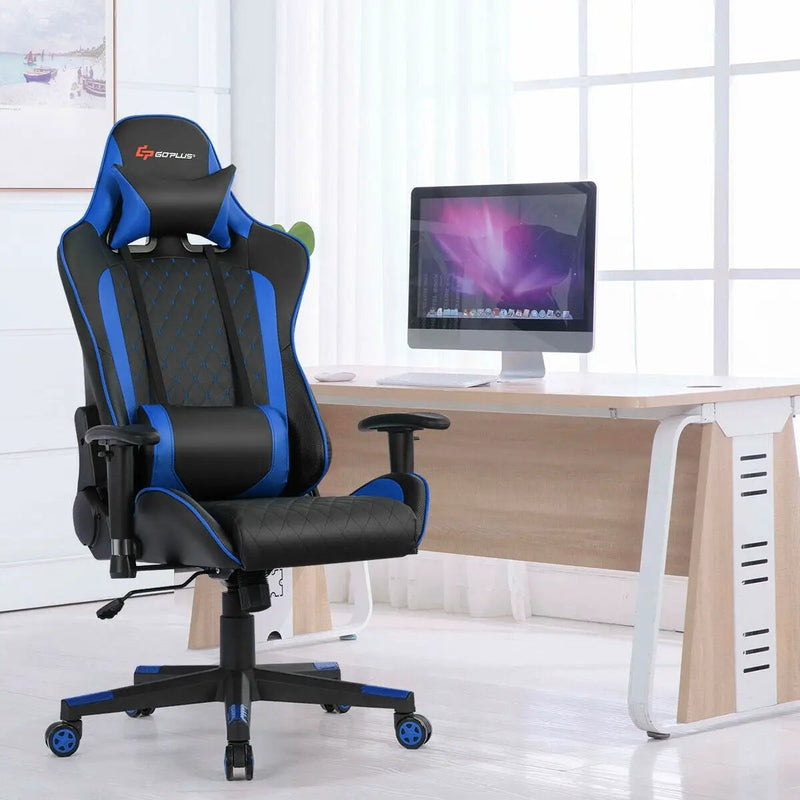 Massage Gaming Chair with Lumbar Support and Headrest by DirectDeals