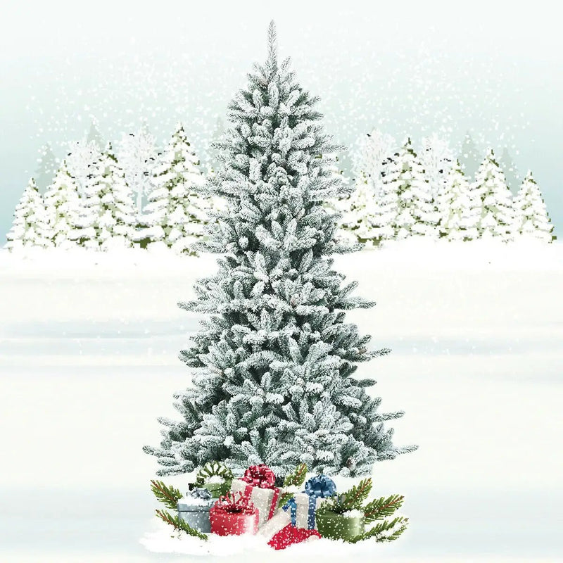 7 Feet Snow Flocked Slim Artificial Christmas Fir Tree by DirectDeals