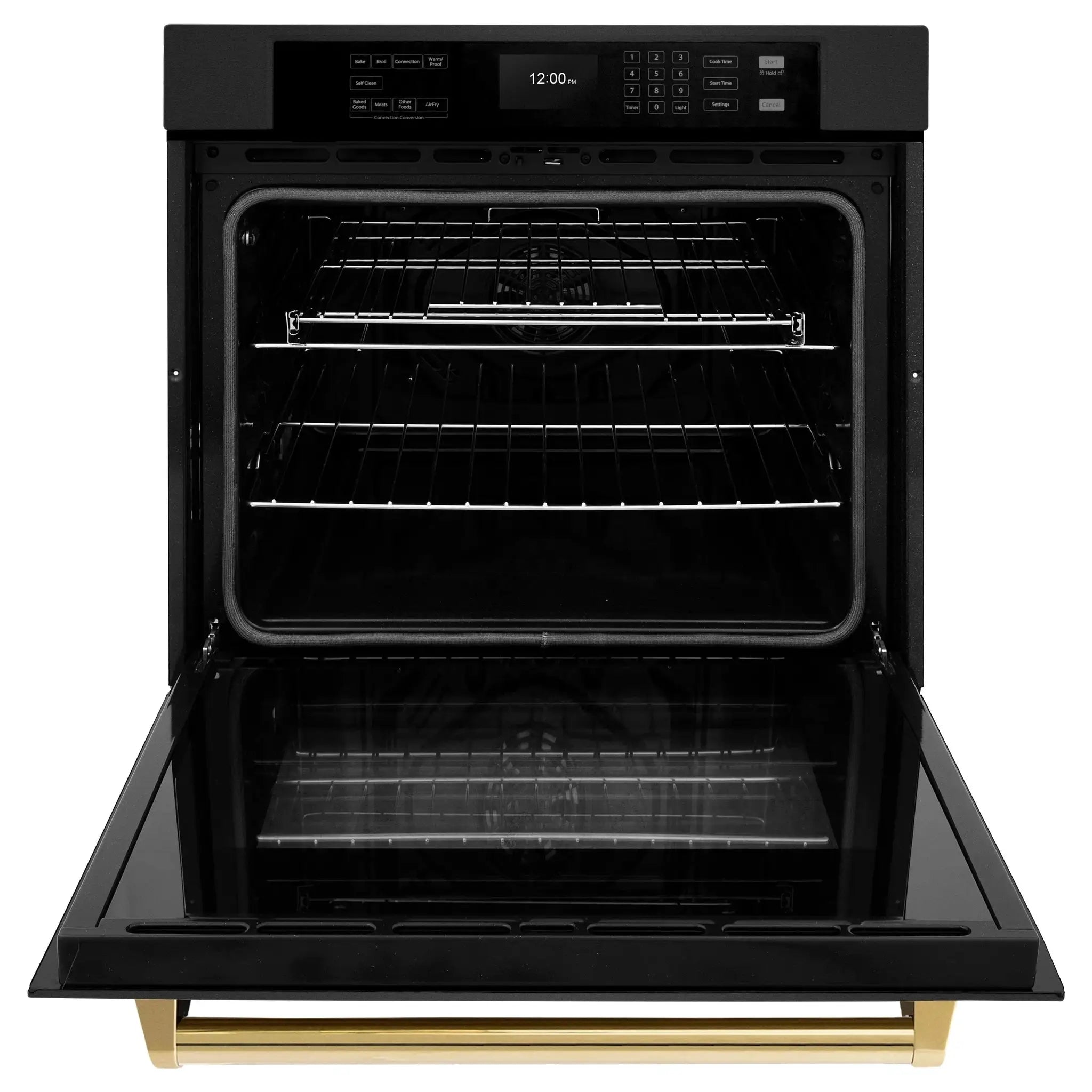 ZLINE 30 ". Professional True Convection Single Wall Oven, Air Fry, Self Clean, Black Stainless Steel, Gold WASBZ-30-G by Farmhouse Kitchen and Bath