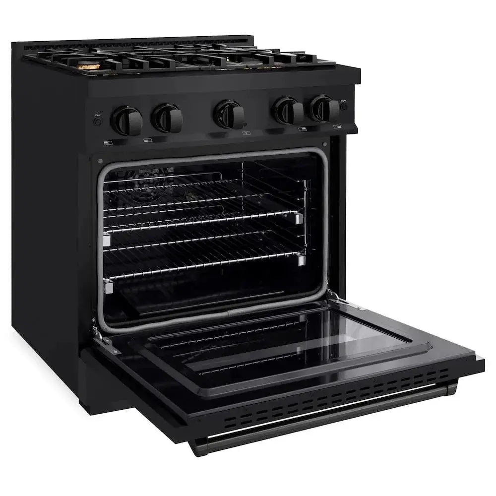 ZLINE 30" Classic Gas Range, Convection Gas Oven Black Stainless Steel Brass Burners, CGRB-BR-30 by Farmhouse Kitchen and Bath