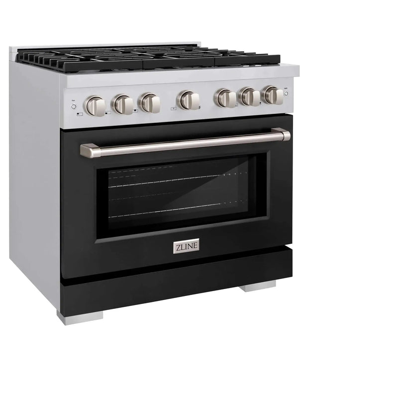 ZLINE 36"Paramount Dual Fuel Range Stainless Steel, Black Matte, SDR-BLM-36 by Farmhouse Kitchen and Bath