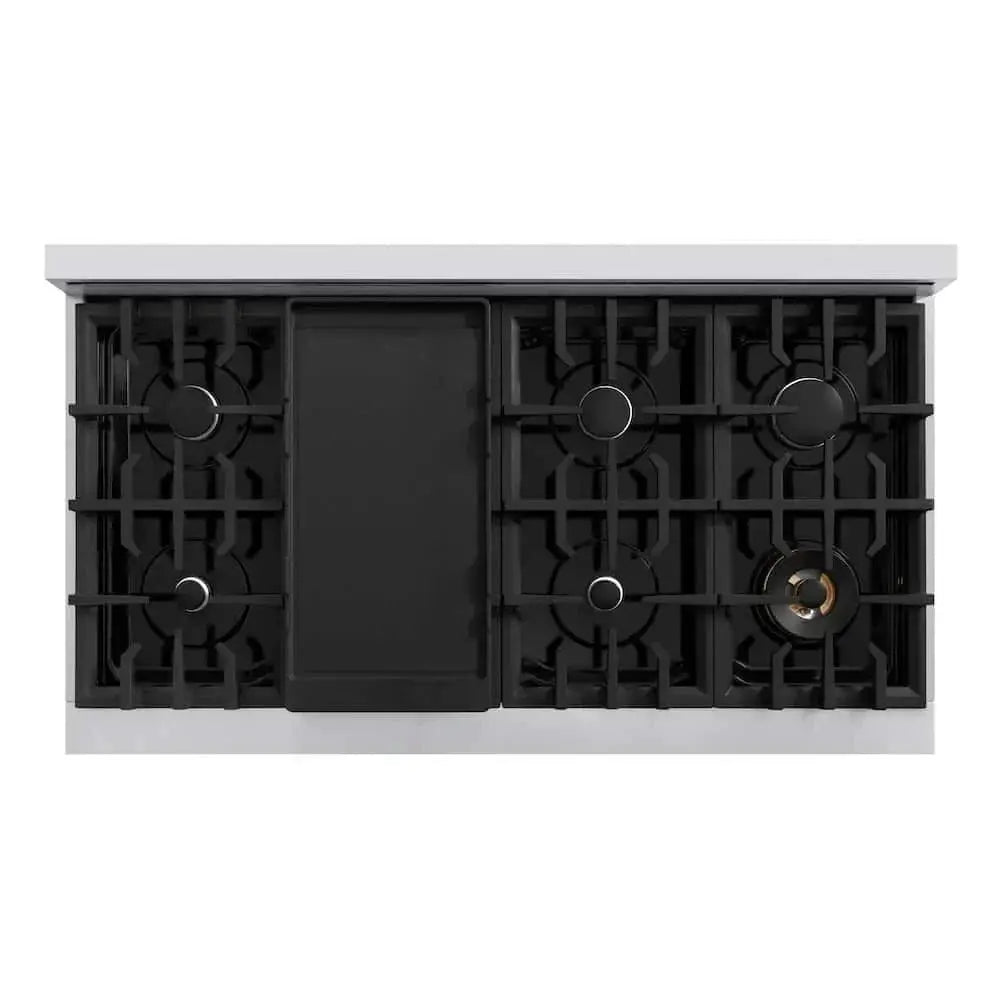 ZLINE 48" Select Gas Range Gas Convection Gas Oven Stainless Steel Black Matte Door HGR-BLM-48 by Farmhouse Kitchen and Bath