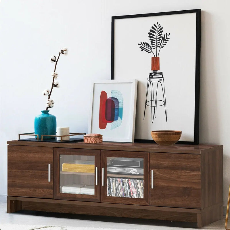 Media Entertainment TV Stand for TVs up to 70 Inches with Adjustable Shelf-Walnut by DirectDeals