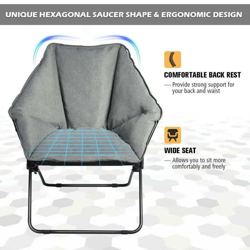 Oversized Foldable Leisure Camping Chair with Sturdy Iron Frame by DirectDeals