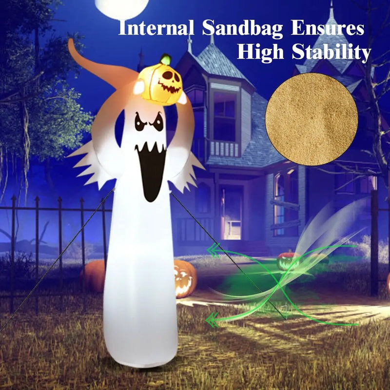 6 Feet Halloween Inflatable Blow Up Ghost with Pumpkin and LED Lights by DirectDeals