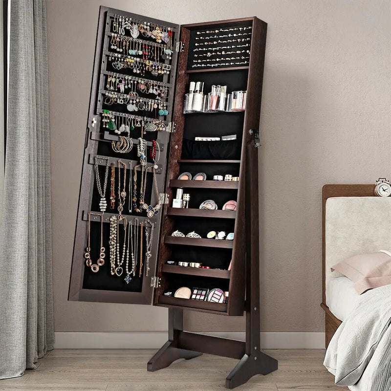 Standing Jewelry Armoire Cabinet with Full Length Mirror by DirectDeals
