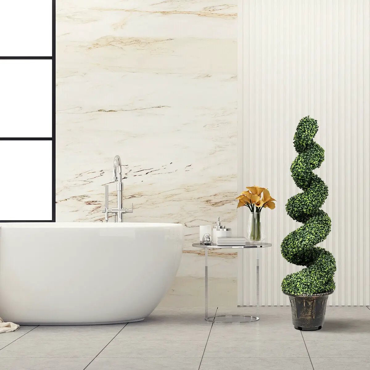 4 Feet Artificial Boxwood Spiral Green Leaves Tree by DirectDeals