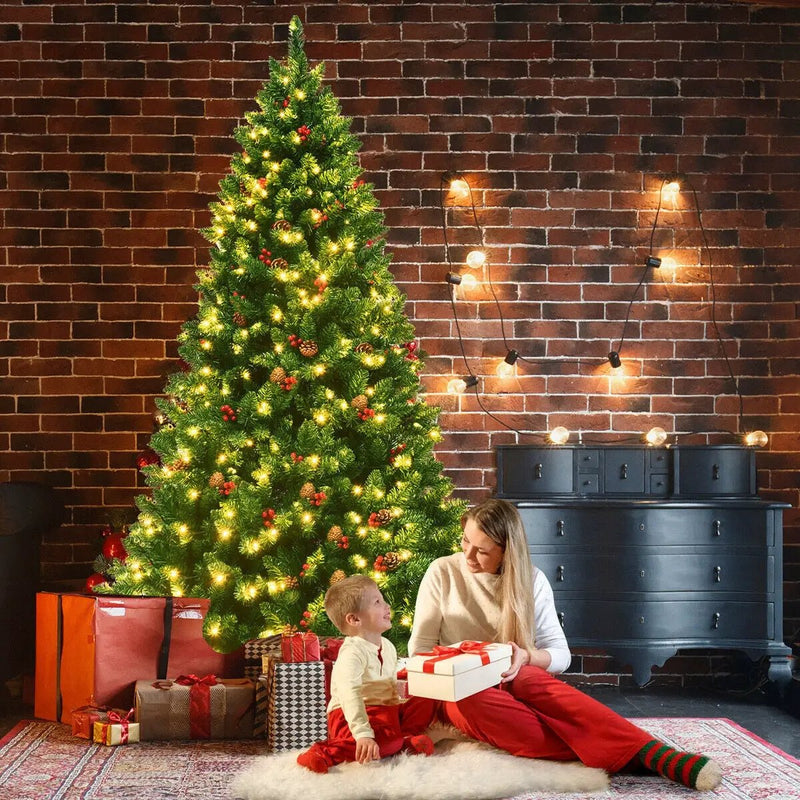 6.5 Feet Pre-lit Hinged Christmas Tree with LED Lights by DirectDeals
