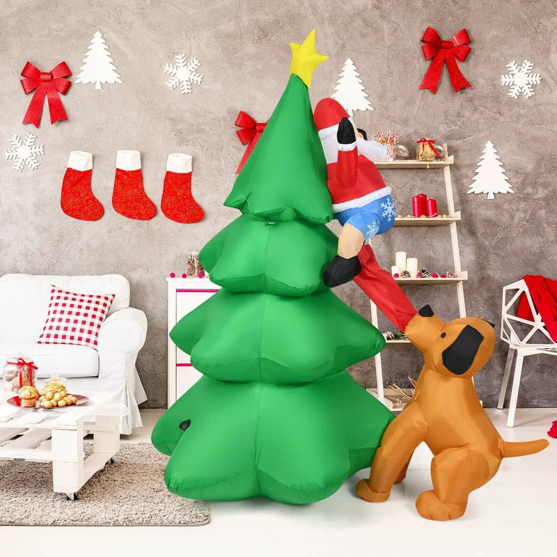 6.5 Feet Outdoor Inflatable Christmas Tree Santa Decor with LED Lights by DirectDeals