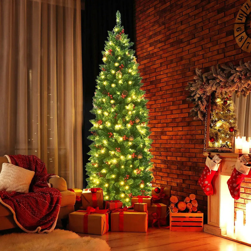 6.5 Feet Pre-lit Hinged Pencil Christmas Tree by DirectDeals