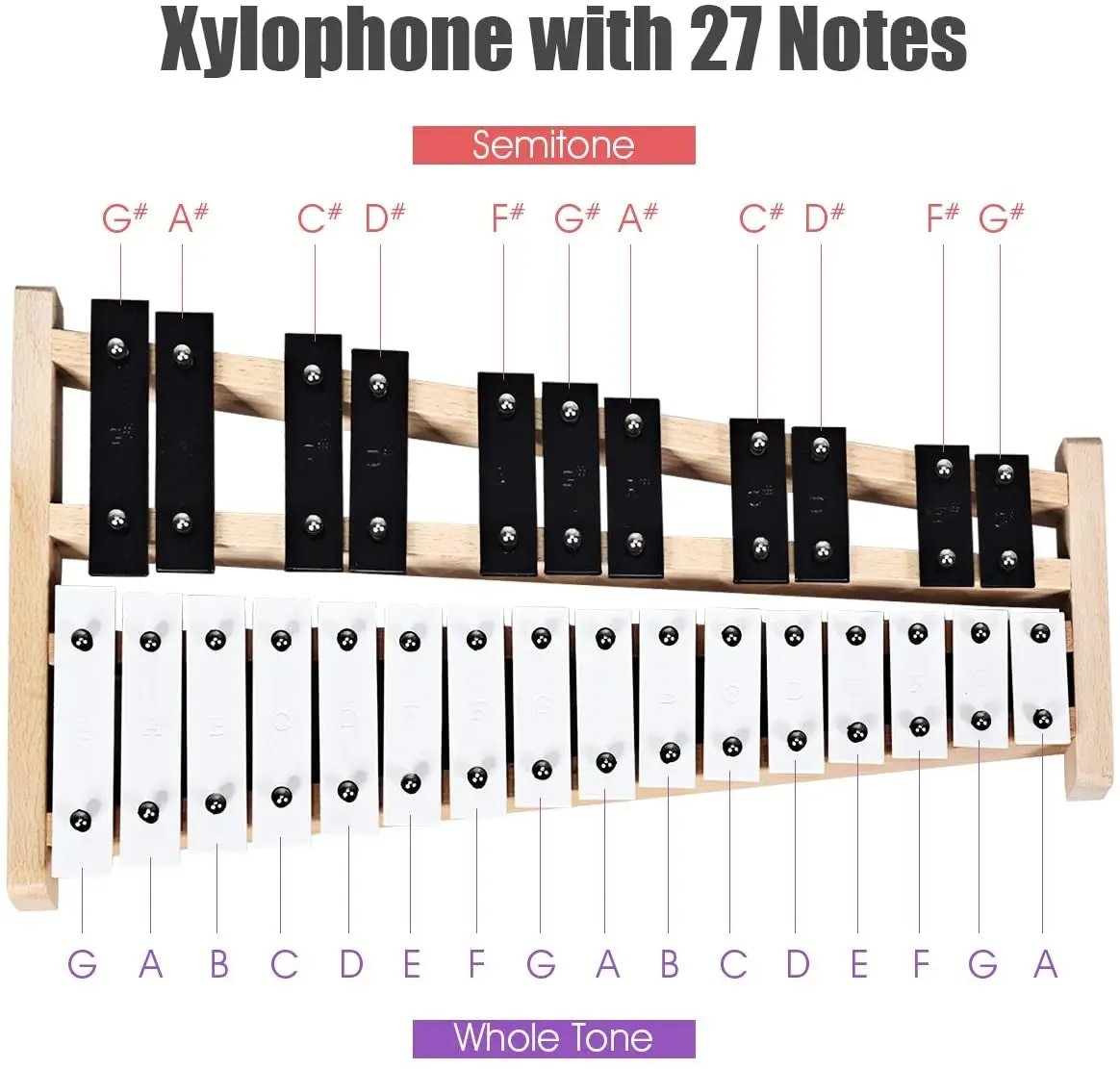 27 Note Glockenspiel Xylophone with 2 Rubber Mallets by DirectDeals