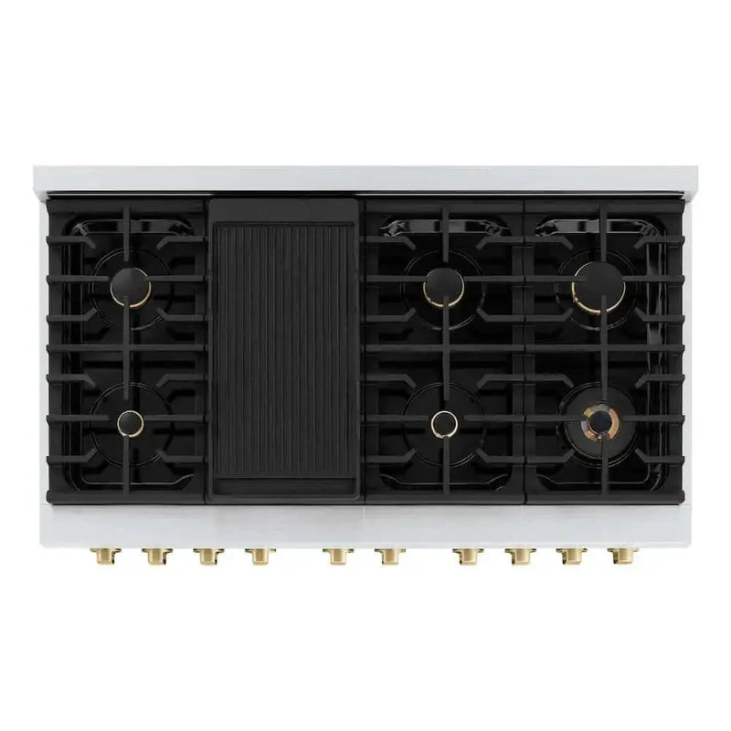 ZLINE 48"Gas Range, Convection Oven Stainless Steel, Champagne Bronze, SGRZ-48-CB by Farmhouse Kitchen and Bath