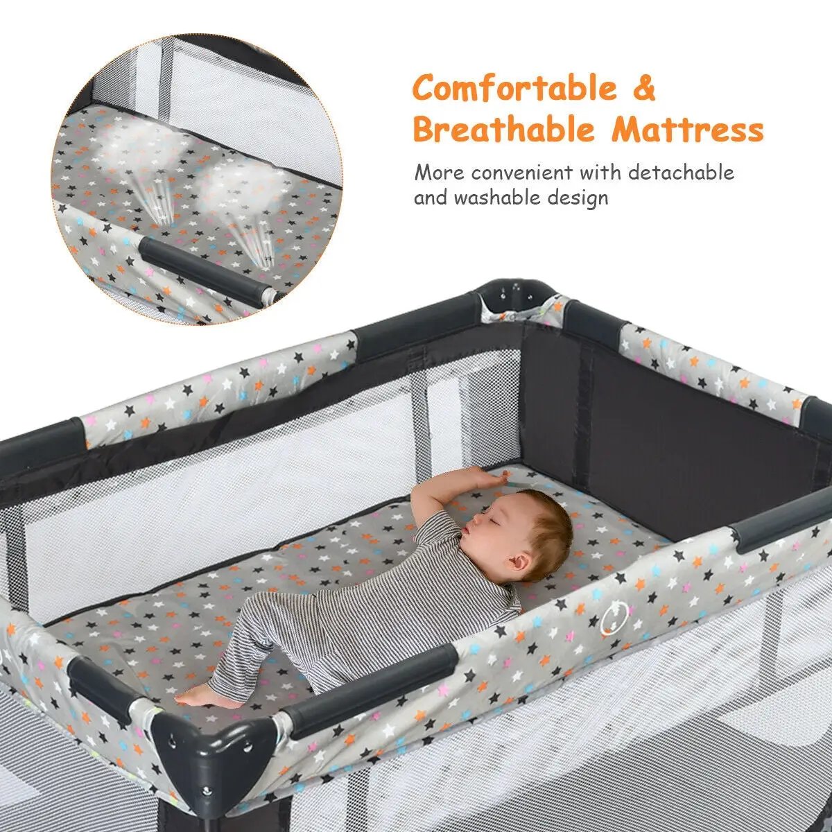 Portable Baby Playpen with Mattress Foldable Design by DirectDeals