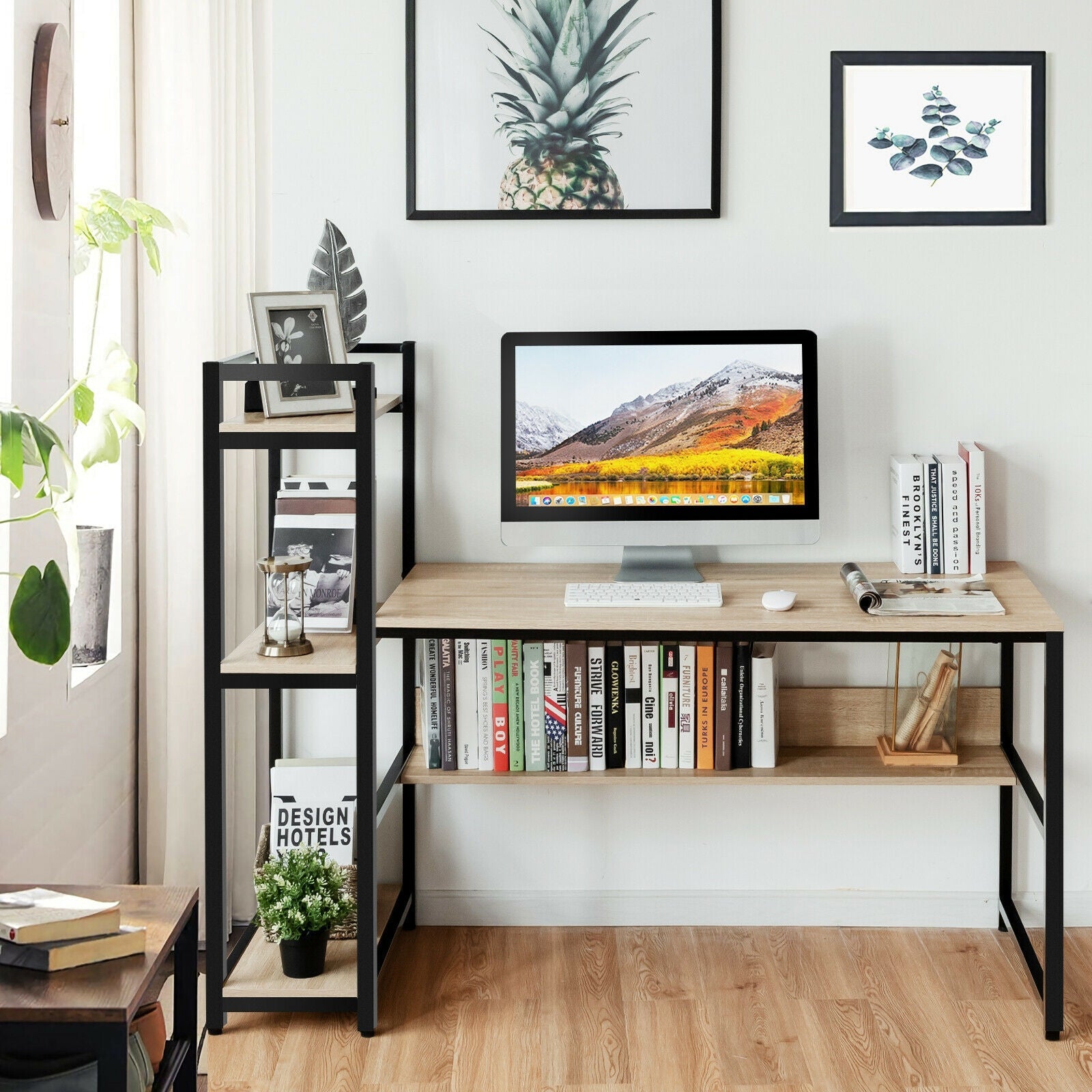 59-Inch Computer Desk Home Office Workstation 4-Tier Storage Shelves by DirectDeals