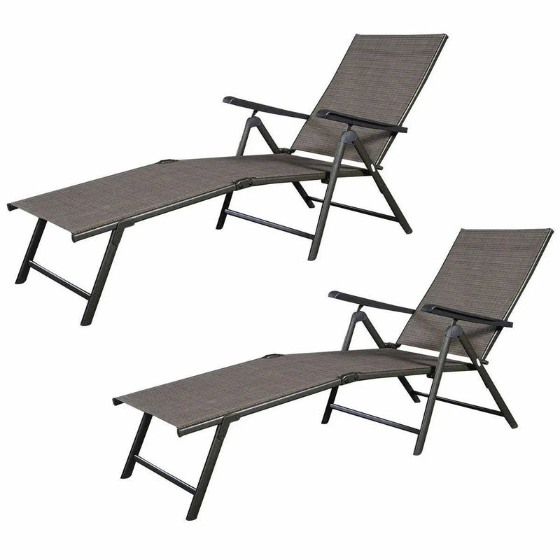 Set of 2 Adjustable Chaise Lounge Chair with 5 Reclining Positions by DirectDeals