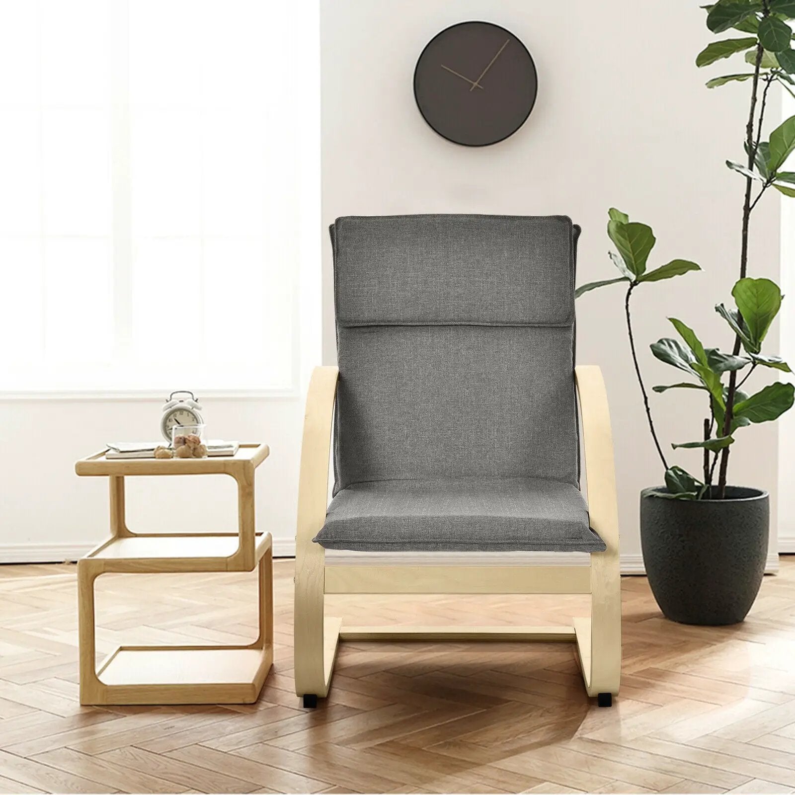 Modern Fabric Upholstered Bentwood Lounge Chair-Gray by DirectDeals