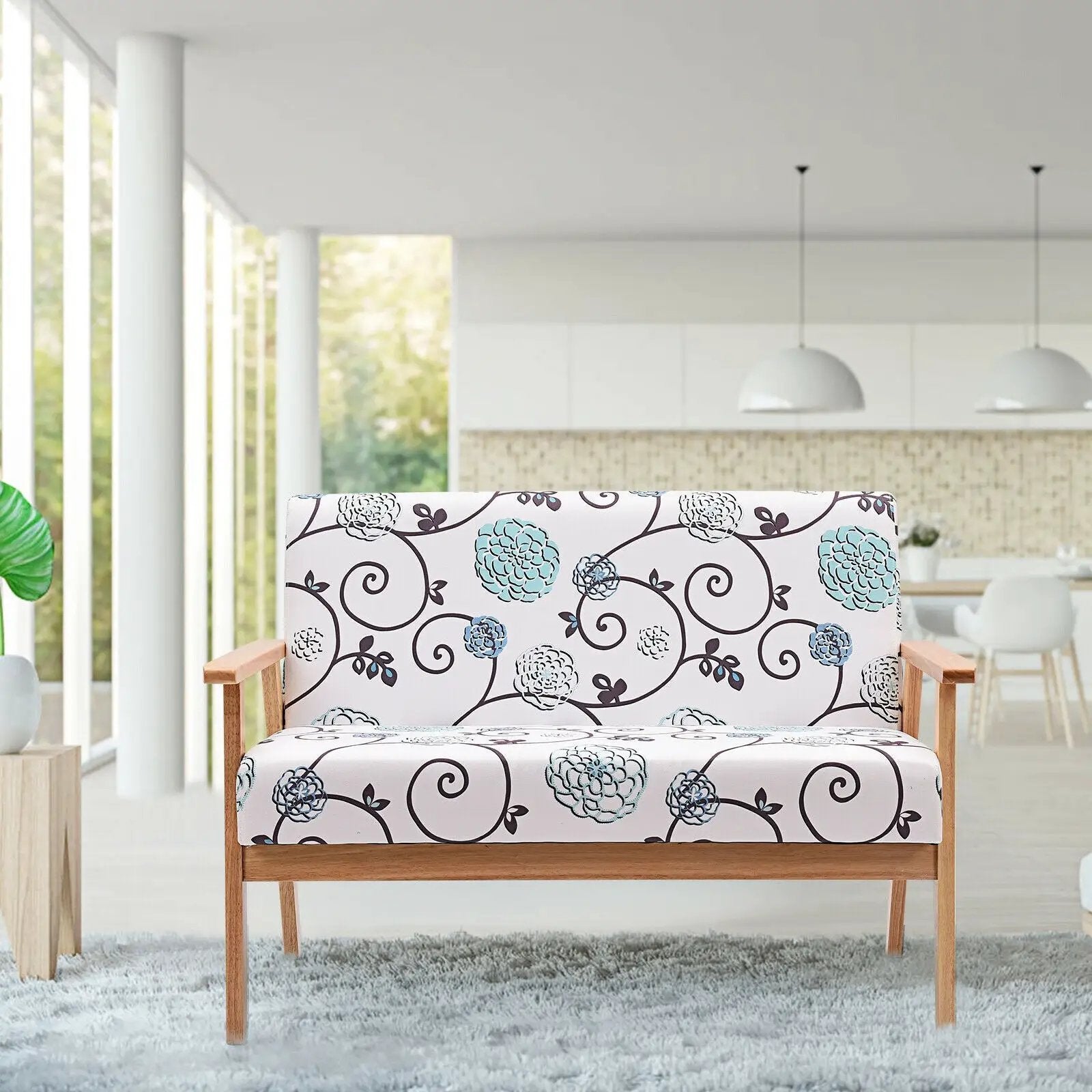 Modern Fabric Loveseat Sofa Couch Upholstered 2-Seat Armchair by DirectDeals