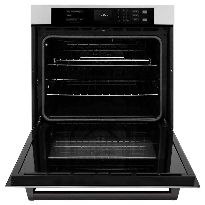ZLINE 30" Autograph Edition Professional True Convection Single Wall Oven, Air Fry, Self Clean, Stainless Steel, Matte Black WASZ-30-MB by Farmhouse Kitchen and Bath