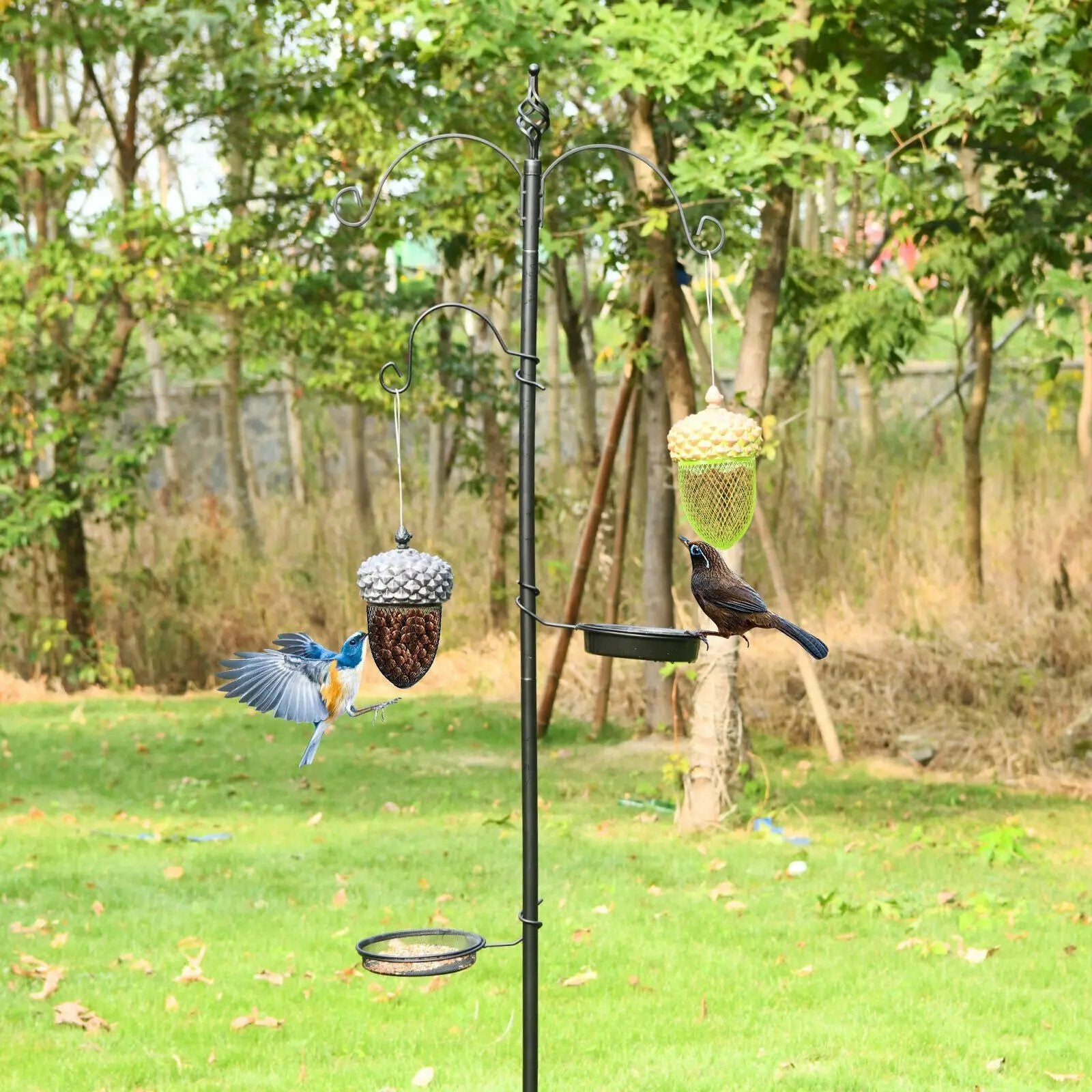 Metal Acorn Wild Bird Feeder Outdoor Hanging Food Dispenser for Garden Yard-Brown by DirectDeals