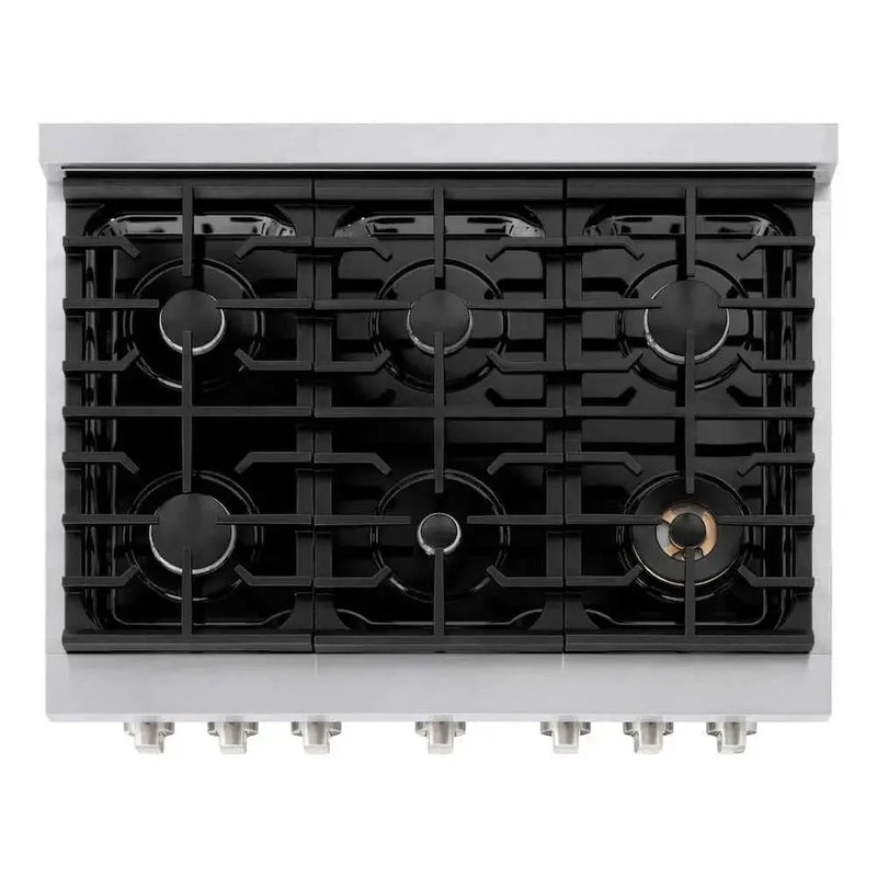 ZLINE 36"Gas Range, Convection Gas Oven, DuraSnow® Black Matte, SGRS-BLM-36 by Farmhouse Kitchen and Bath