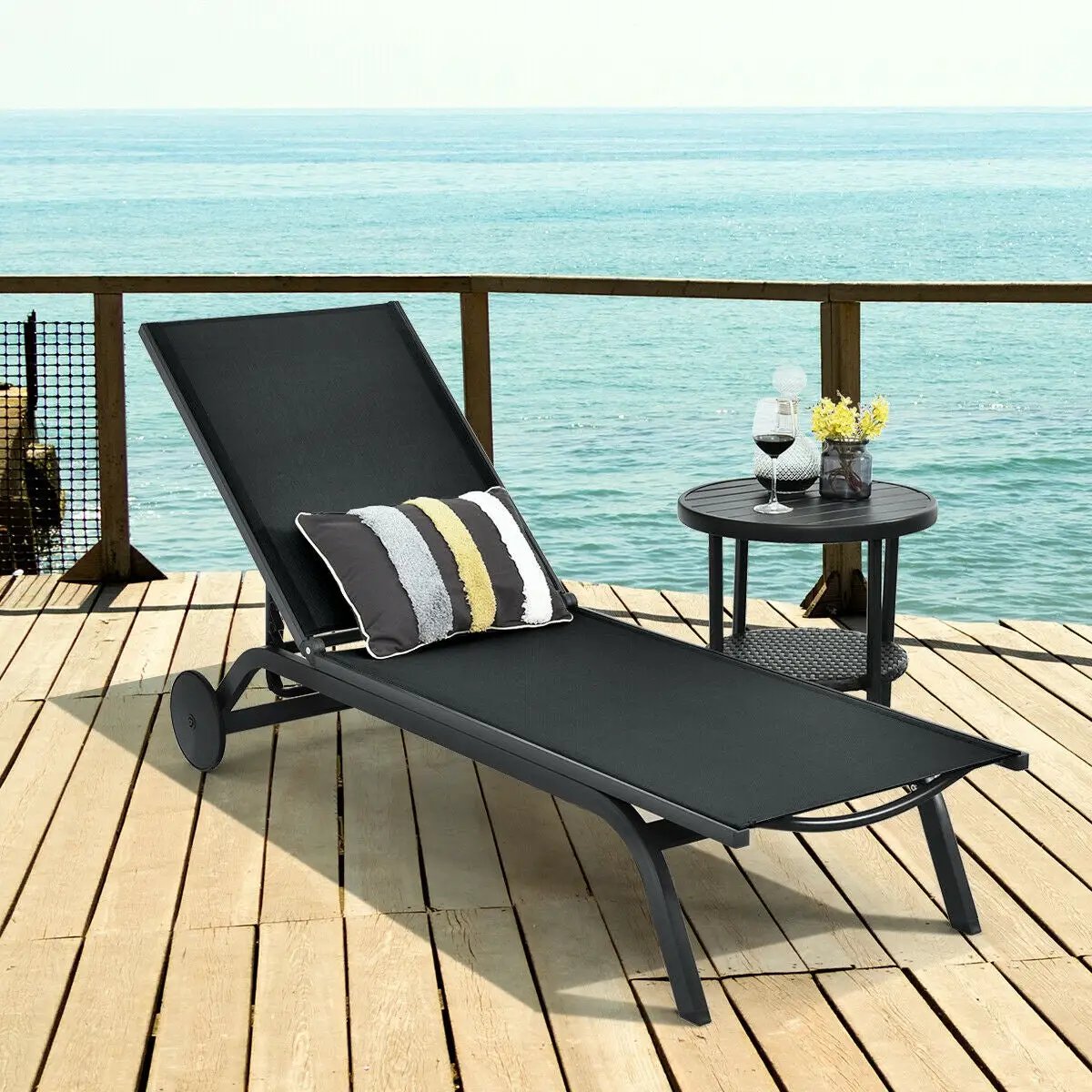 Aluminum Fabric Outdoor Patio Lounge Chair with Adjustable Reclining by DirectDeals