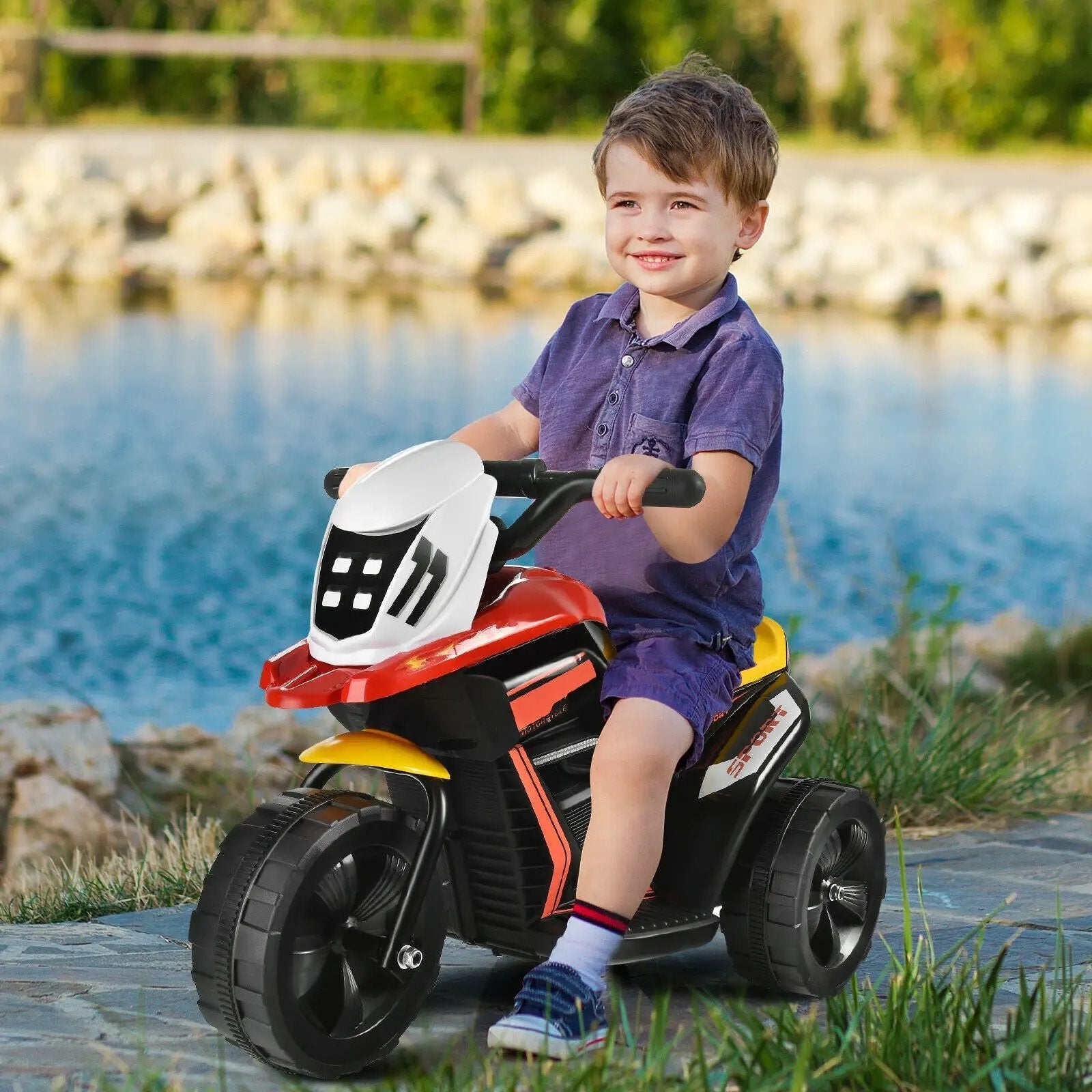 6V 3-Wheel Electric Ride-On Toy Motorcycle Trike with Music and Horn by DirectDeals