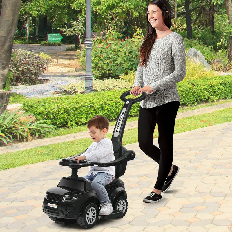 3 In 1 Ride on Push Car Toddler Stroller Sliding Car with Music-Blue by DirectDeals