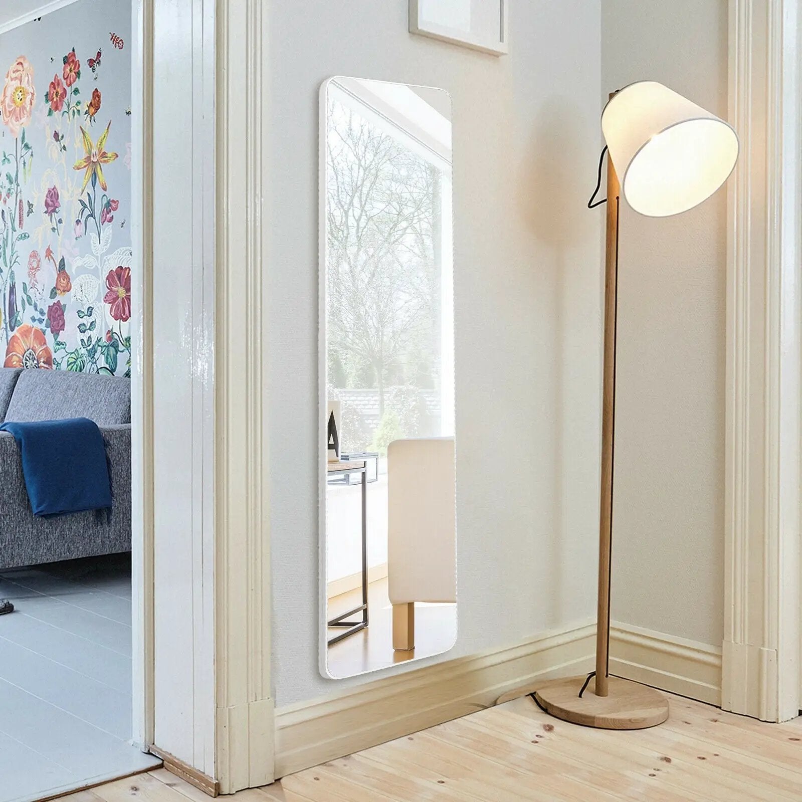 Full Length Frameless Wall Mountable Floor Mirror-White by DirectDeals