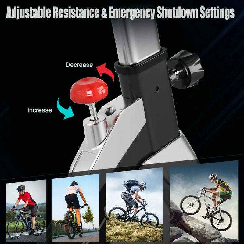 Stationary Silent Belt Adjustable Exercise Bike with Phone Holder and Electronic Display by DirectDeals