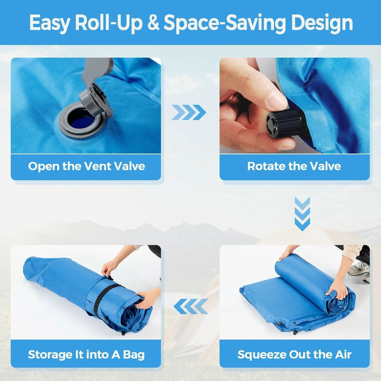 Self-Inflating Camping Outdoor Sleeping Mat with Pillows Bag by DirectDeals