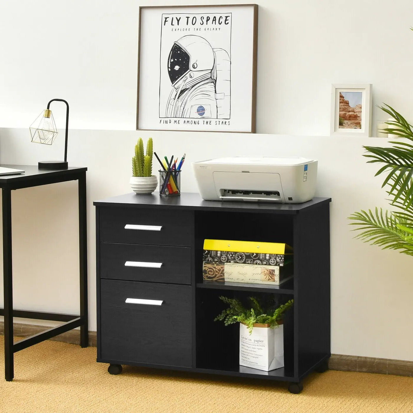 3-Drawer Mobile Lateral File Cabinet Printer Stand by DirectDeals