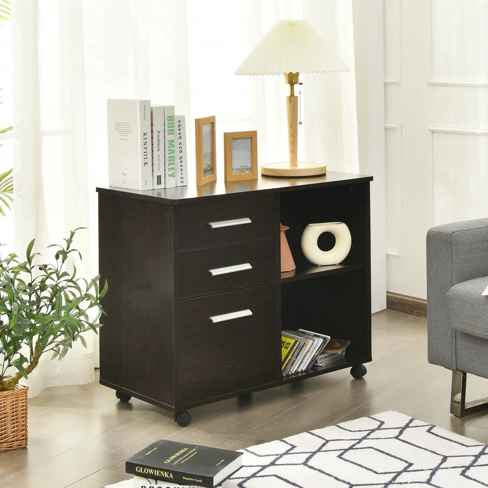 3-Drawer Mobile Lateral File Cabinet Printer Stand by DirectDeals