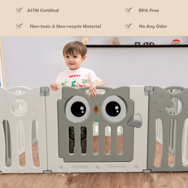 14-Panel Baby Playpen Kids Activity Center Foldable Play Yard with Lock Door, photo 2 of 9