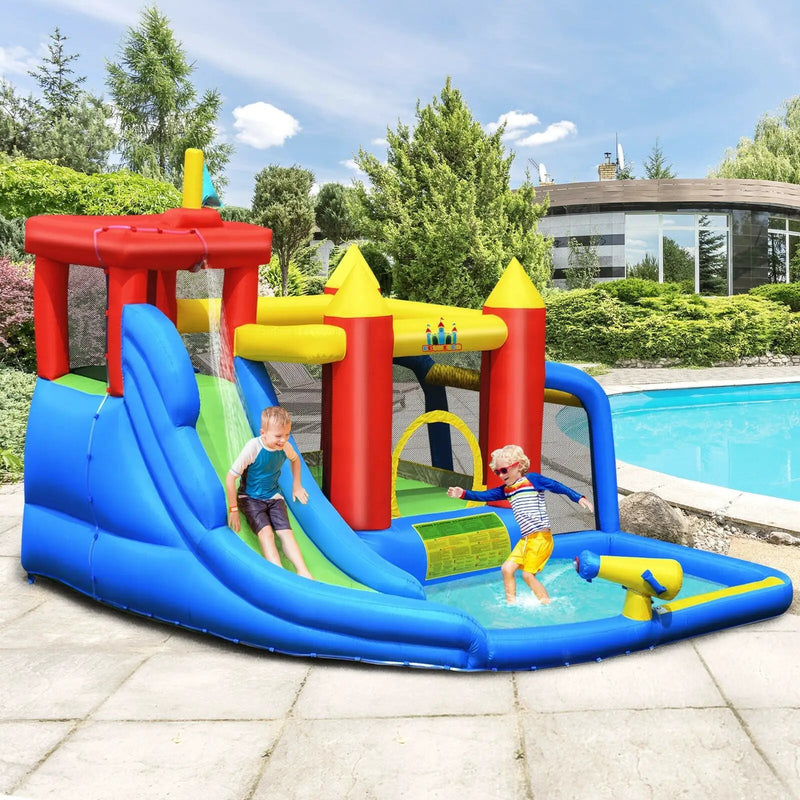 Inflatable Bouncer Bounce House with Water Slide Splash Pool without Blower by DirectDeals