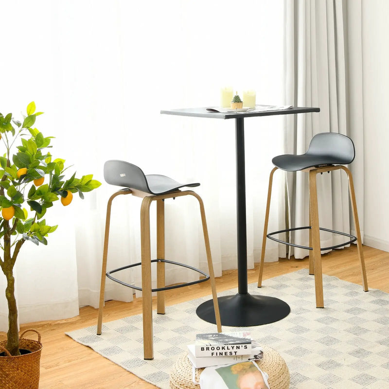 Set of 2 Modern Barstools Pub Chairs with Low Back and Metal Legs by DirectDeals