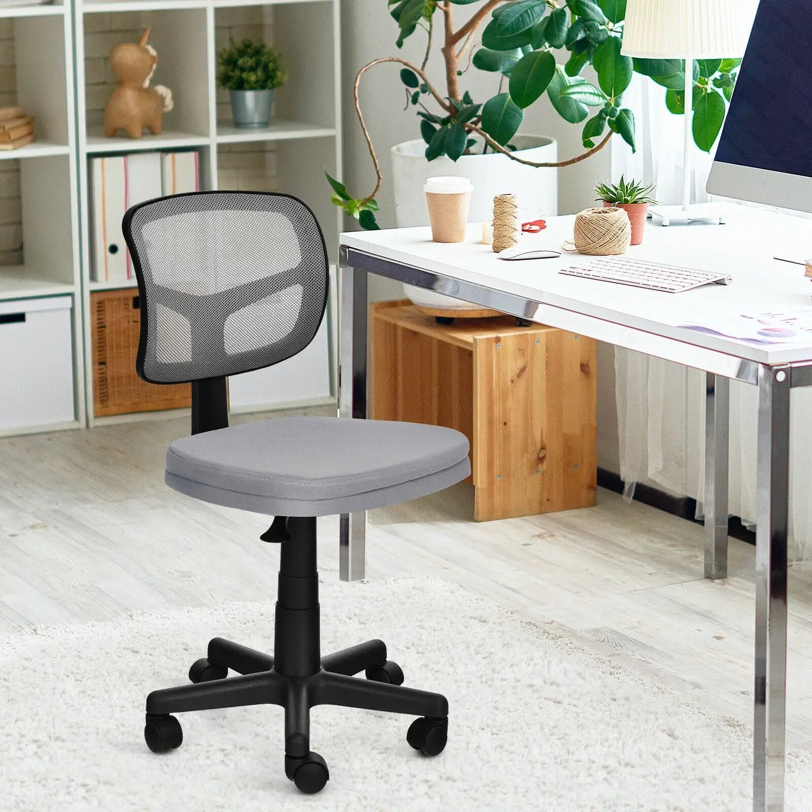 Armless Computer Chair with Height Adjustment and Breathable Mesh for Home Office by DirectDeals