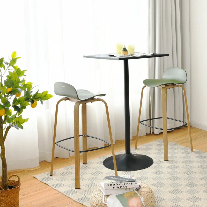 Set of 2 Modern Barstools Pub Chairs with Low Back and Metal Legs by DirectDeals