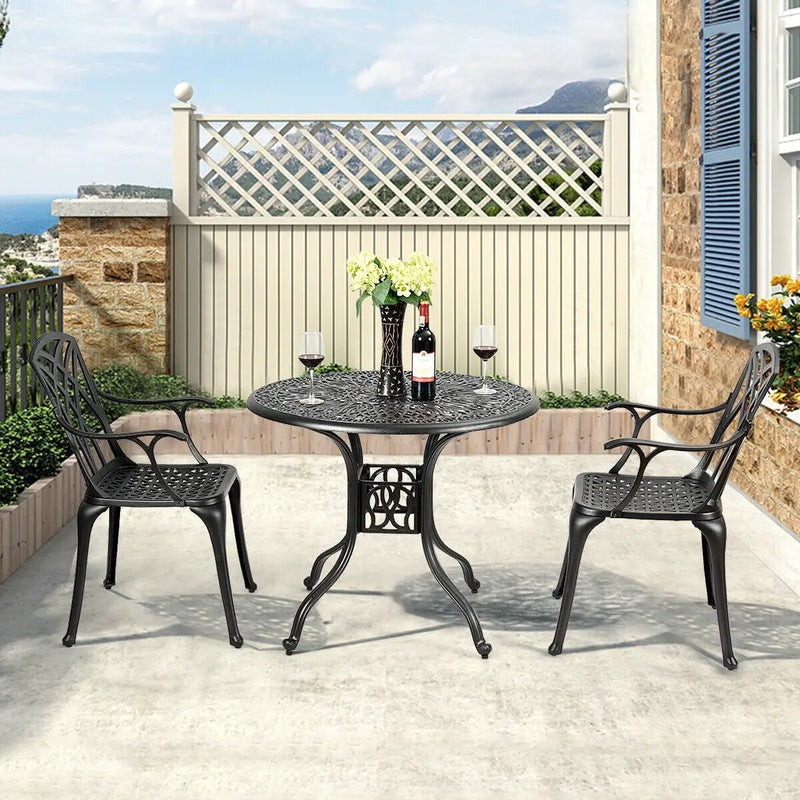 2 Pieces Durable Aluminum Dining Chairs Set with Armrests by DirectDeals