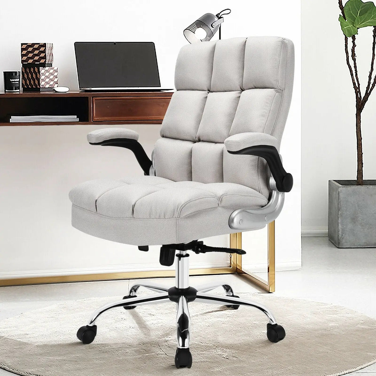 Adjustable Swivel Office Chair with High Back and Flip-up Arm for Home and Office by DirectDeals