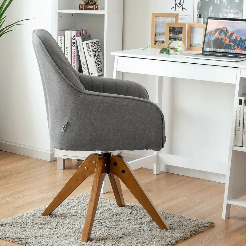 Fabric Swivel Accent Chair with Beech Wood Legs by DirectDeals