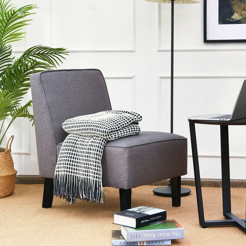 Modern Armless Accent Sofa Chair with Rubber Wood Legs by DirectDeals