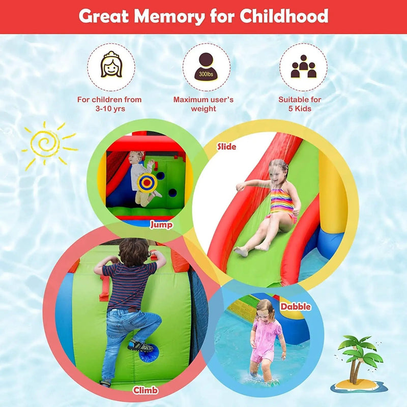 Inflatable Water Slide Jumper Bounce House with Ocean Ball without Blower by DirectDeals