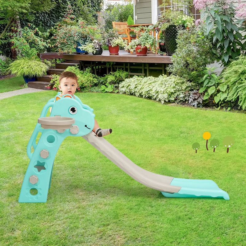 3-in-1 Kids Slide Baby Play Climber Slide Set with Basketball Hoop by DirectDeals