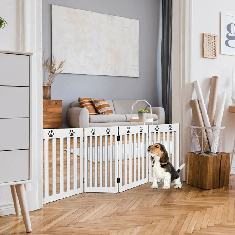 24 Inch Folding Wooden Freestanding Pet Gate Dog Gate with 360¬∞ Hinge by DirectDeals