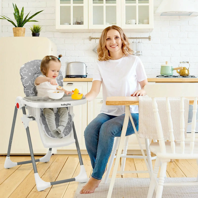 Folding Baby High Dining Chair with 6-Level Height Adjustment by DirectDeals