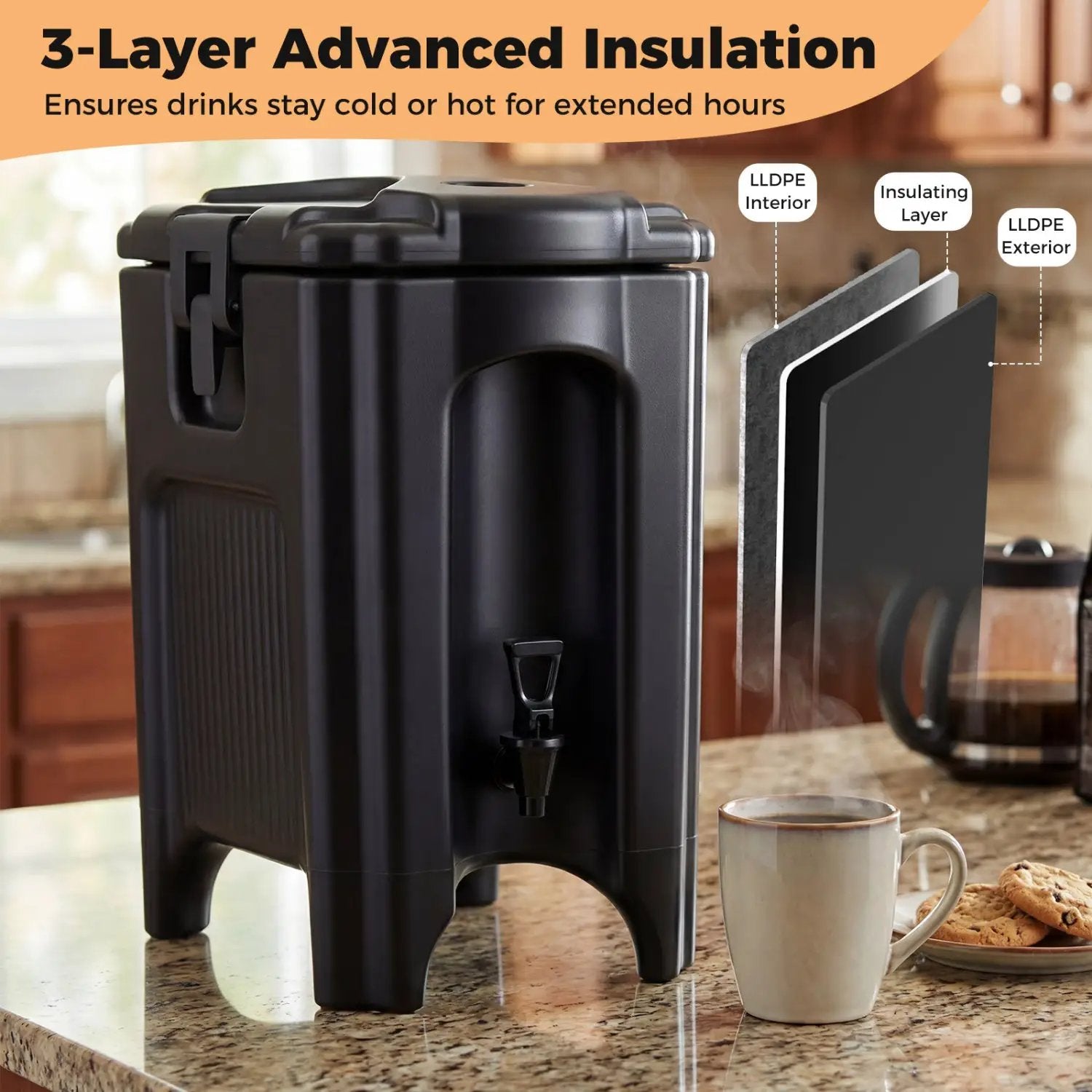 4.4 Gallons Insulated Beverage Dispenser with Ergonomic Handles Set of 2 by DirectDeals