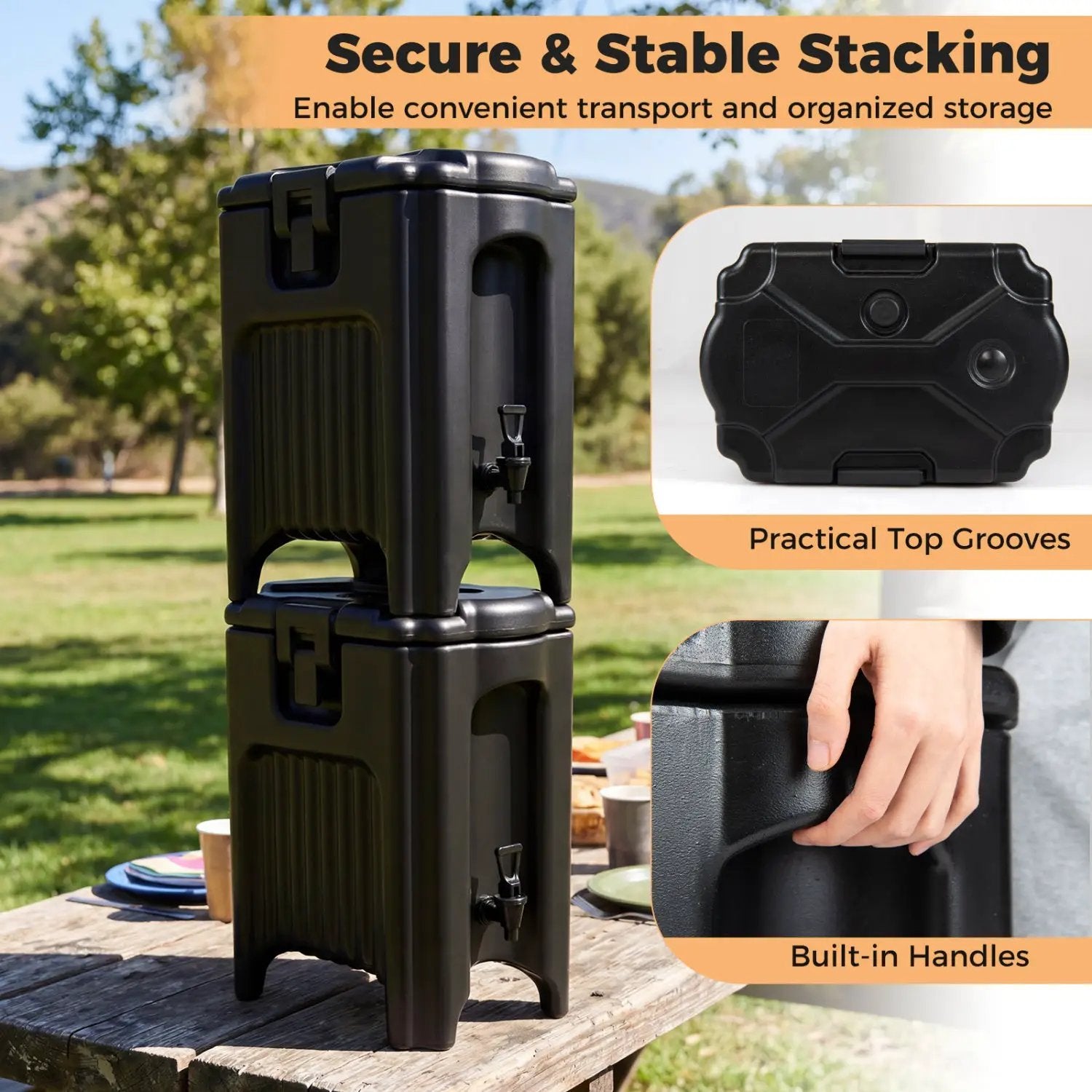 4.4 Gallons Insulated Beverage Dispenser with Ergonomic Handles Set of 2 by DirectDeals