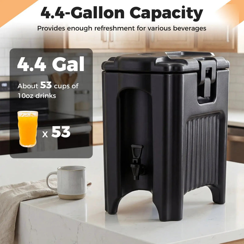 4.4 Gallons Insulated Beverage Dispenser with Handles and Drip-Proof Faucet by DirectDeals