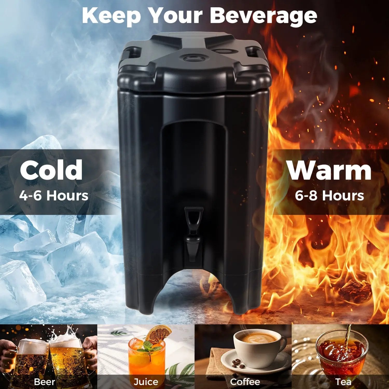 4.4 Gallons Insulated Beverage Dispenser with Handles and Drip-Proof Faucet by DirectDeals