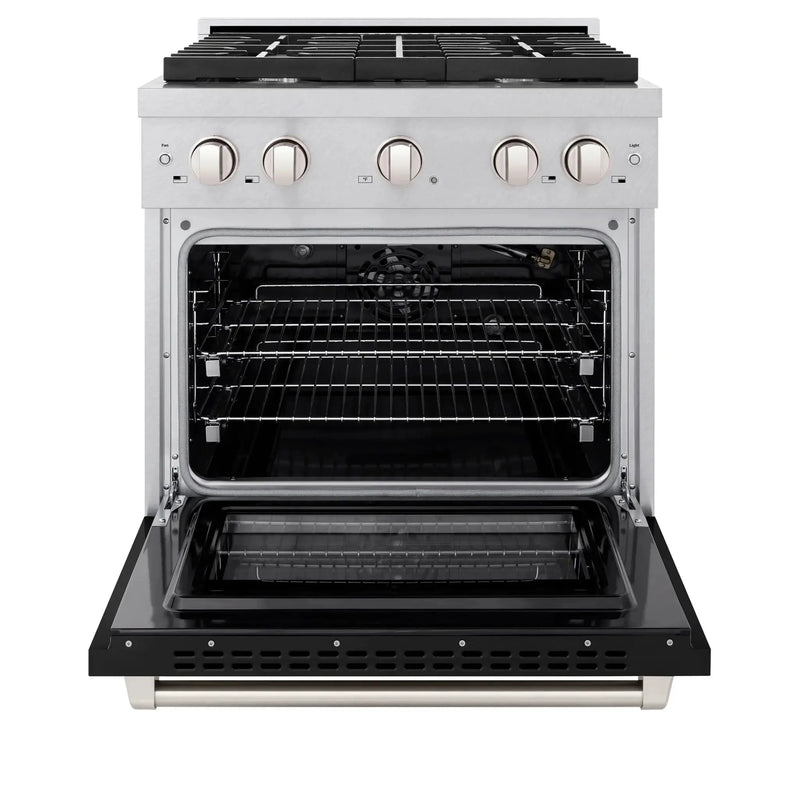 ZLINE 30"Gas Range, Convection Gas Oven, DuraSnow® Black Matte, SGRS-BLM-30 by Farmhouse Kitchen and Bath